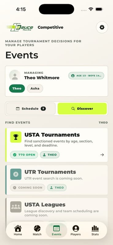 Find your next tournament screenshot